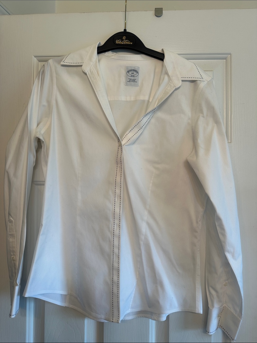 Brooks Brothers White Button-Down Shirt with Contrast Stitching